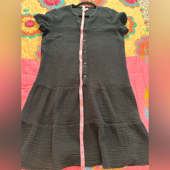 J. Jill Black Cotton-Gauze Tiered Black Dress Size Medium EUC - Picture 7 of 8